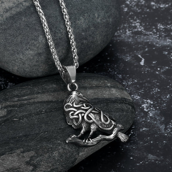 Handcrafted Stainless Steel Raven Necklace