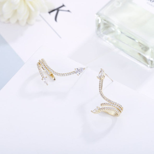 Serpentine Zirconia Studded Earrings