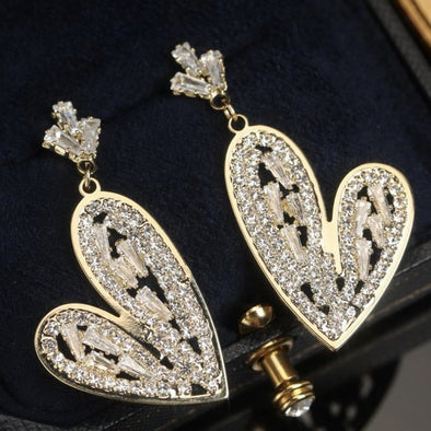 Zirconia Studded Heart Earrings