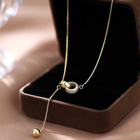 Gold Plated Double Ring Necklace