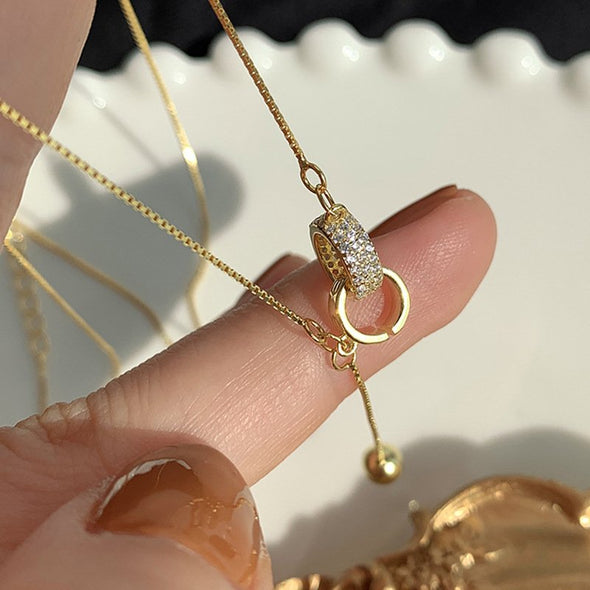 Gold Plated Double Ring Necklace